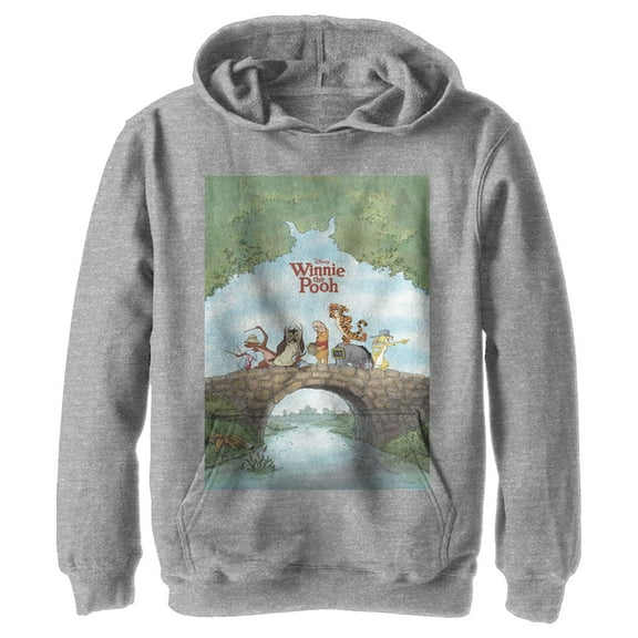 Boy's Winnie the Pooh Adventure Poster Pull Over Hoodie Athletic Heather Large
