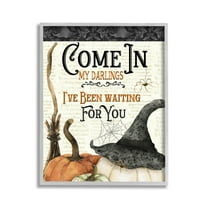 Stupell Industries Spooky Witch Phrase Holiday Painting Gray Framed Art Print Wall Art, 11 x 14