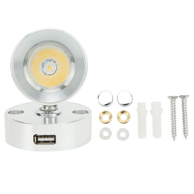 Lampe de Lecture RV, Port USB Multifonctionnel Lampe de Chevet Murale en Alliage d'Aluminium pour Remorque Chambre Argent Blanc Neutre