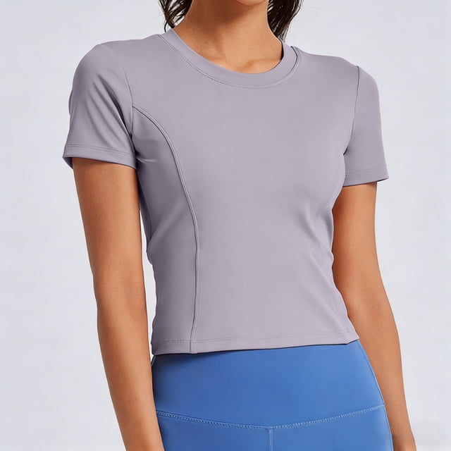 Warop Chandail de Randonnée pour Femme, Manches Courtes Respirantes à Col Rond, Haut de Sport de Plein Air pour les Voyages et les Activités Quotidiennes