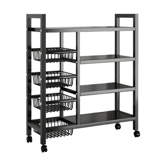 Rongfmy Étagères de Rangement avec Roues Étagère Métallique à 4 Niveaux pour Bureau Garde-Robe Garage 90cmx135cm