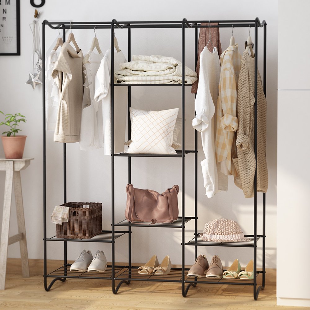 Storage Boxes，Wardrobe，FreeStanding Closet, Black