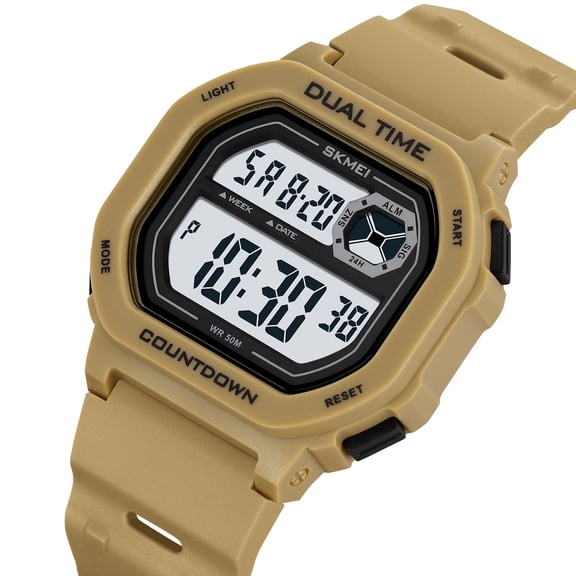 Men's Digital Sports Watch With Stopwatch/Alarm/Dual Time/ LED Backlight Outdoor Sports Waterproof Watch PU Strap Gifts for Man