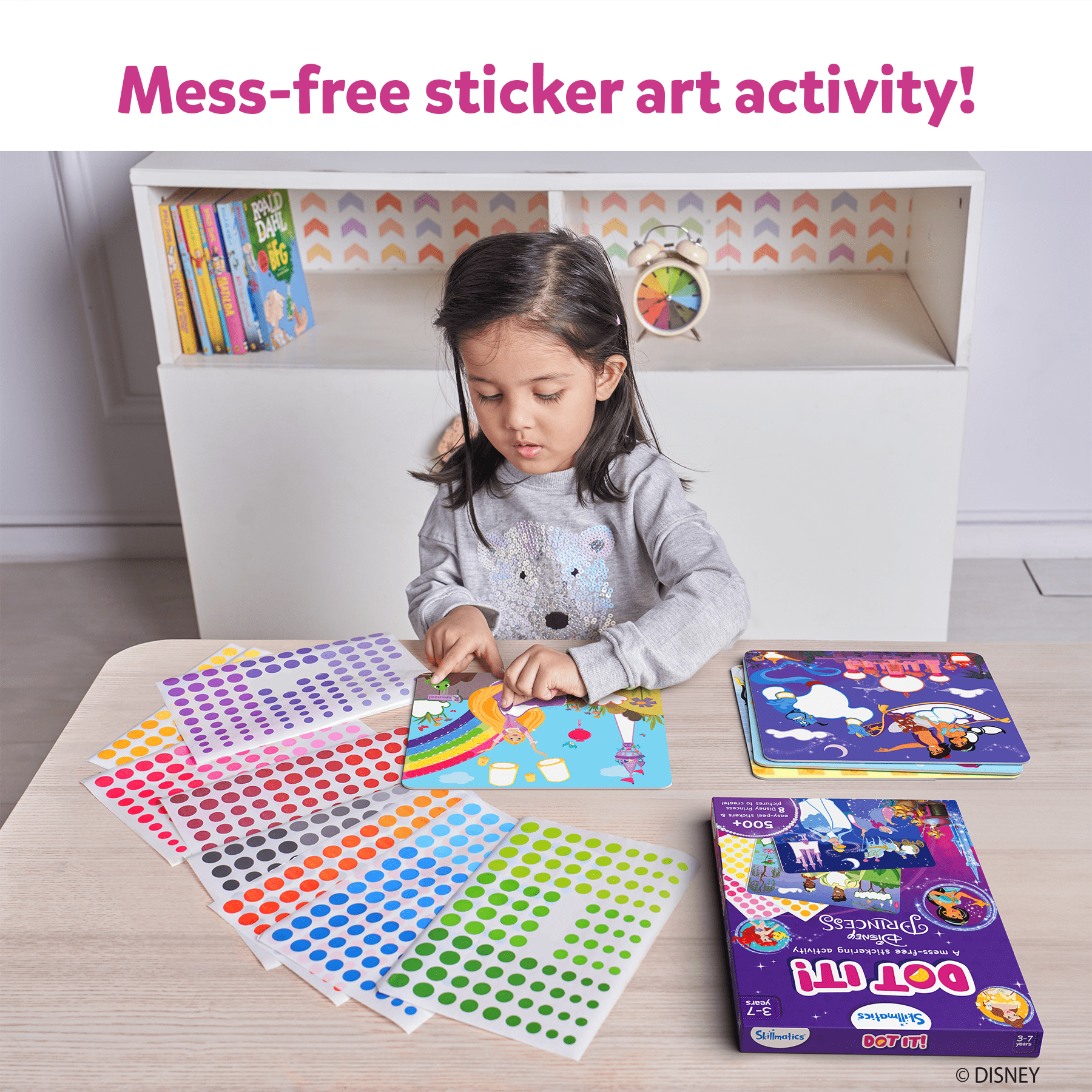 Skillmatics Colored Dot Sticker Art Activity, Disney Princess, Mess-Free Fun, Gifts for Kids Ages 3-7