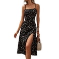thumbnail image 4 of Keeccty Sexy Suspender Slit Floral Polka Dot Print Slip Dress For Women, 4 of 5