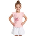 thumbnail image 2 of KHONTS Toddler Girl Shirts Sequin Cartoon Print Ruffled Fly Sleeve Round Neck Tees Summer Cute Breathable Casual T-Shirts Pink 4Y, 2 of 5