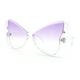 thumbnail image 4 of Womens Butterfly Upside Down Half Rim Plastic Oversized Sunglasses Clear - Purple, 4 of 8