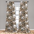 thumbnail image 4 of Ambesonne Skulls and Flowers Curtains, Autumn Skull, Pair of 28"x63", White Dark Green Almond, 4 of 5