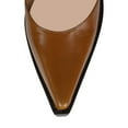 thumbnail image 3 of FSJ Women Pointed Toe Buckled Slingback Pumps Ankle Strap Platform Chunky High Heel Sandals Formal Dressy Work Shoes Size 8 Brown, 3 of 4