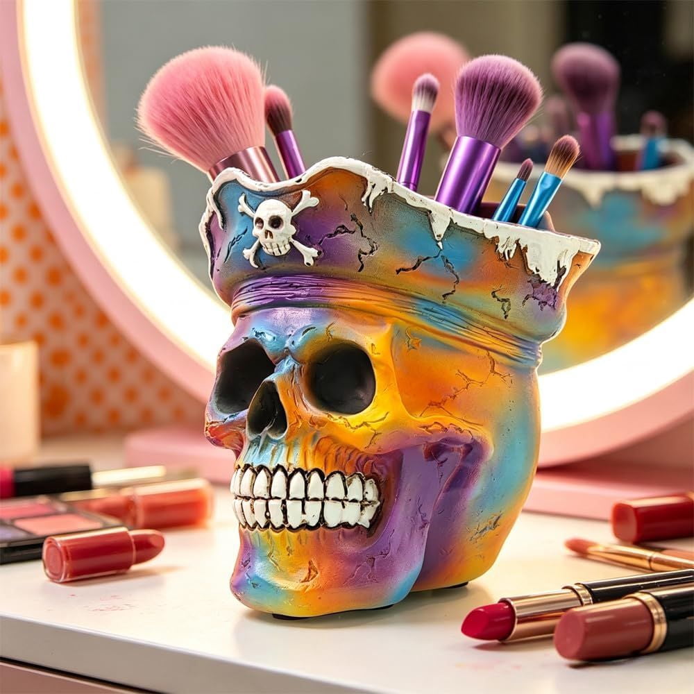 Pirate Skull Planter Flowerpot with Drainage Hole for Gothic Home Decor
