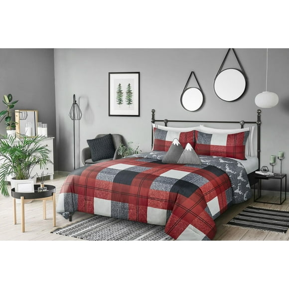 Safdie & Co. Luxury Premium Microfiber Reversible Comforter 3 Piece Set King Winter Plaid