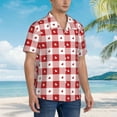 thumbnail image 3 of Honeii Plaid Heart Print Men’s Hawaiian Shirt,Classic Button-Down Short Sleeve Shirt, for Beach, Vacation, and Outdoor Activities,Small, 3 of 7