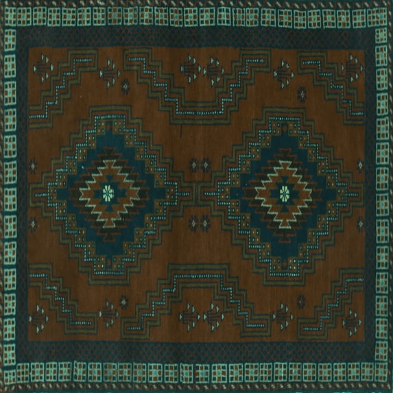 Ahgly Company Indoor Square Persian Turquoise Blue Traditional Area Rugs, 8' Square