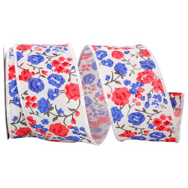 Reliant Ribbon 92856W-030-40F 20.5 in. 10 Yards Rose Garden Wired Edge Ribbon, White