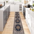 thumbnail image 3 of Mitzzllc Vintage Washable Hallway Runner Rug, Dark Blue and Beige,2FT*12FT, Non-Slip Backing, 3 of 8