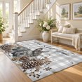 Area Rug 3x5ft Farmhouse Rabbit Pine Cone Low Pile Washable Rug Soft ...