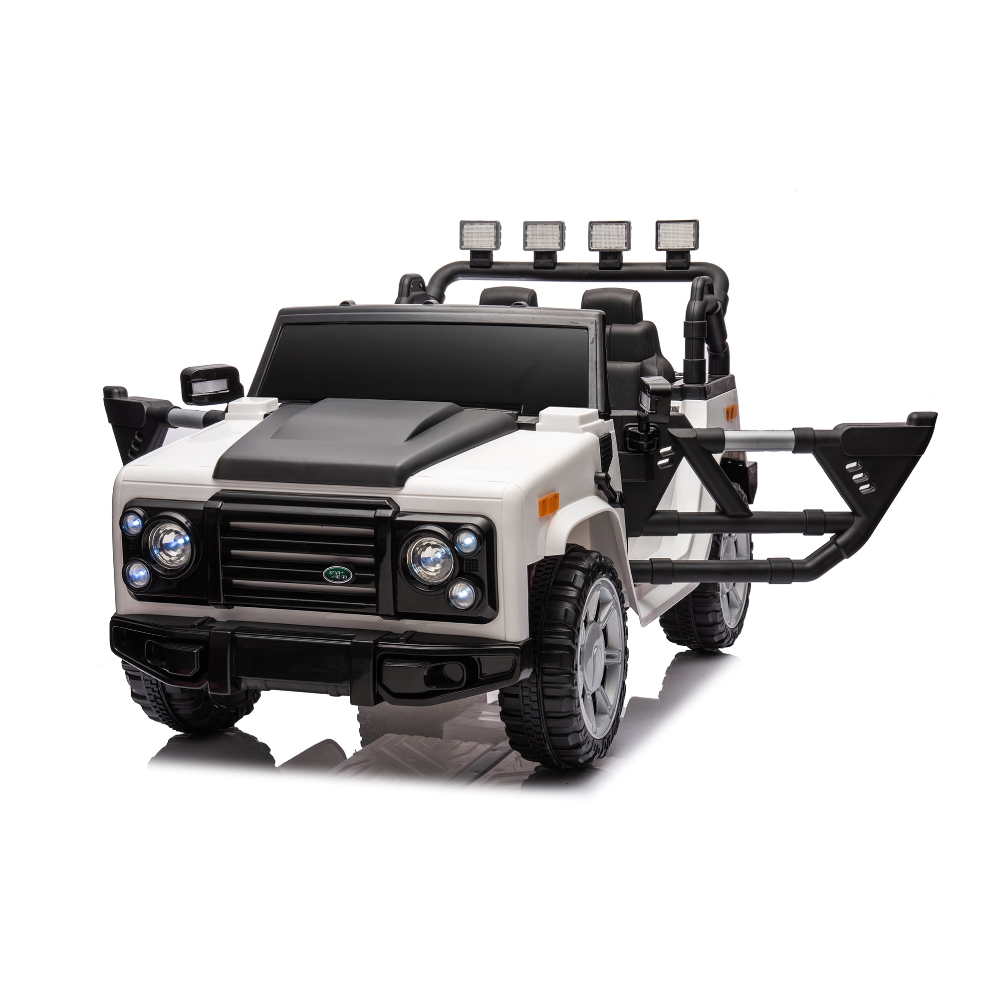 CIPACHO 12V Kids Ride On Truck Car with 30W 4 Wheel Dual Drive, 2.4G R/C, Qne Button Start Electric Car for Kids, Forward and Backward, Battery Powered Electric Off-Road Truck Car, White