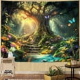 thumbnail image 2 of Fantasy Forest Tree of Life Wall Tapestry Green Nature Floral Butterfly Hanging for Bedroom Dorm Living Room Decor 60 x 44 Inch, 2 of 6