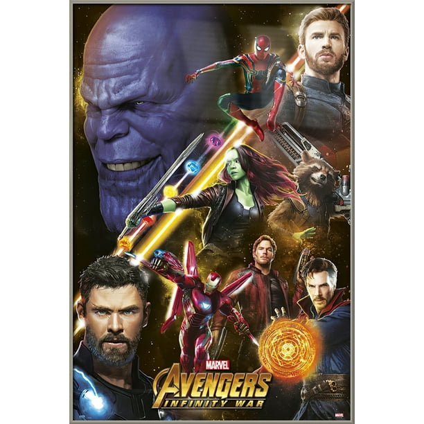 Avengers: Infinity War - Framed Movie Poster (Thor Iron Man Dr. Strange Star -Lord Spider-Man Captain America Rocket Thanos) (Size: 25