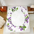 thumbnail image 5 of Manfei Spring Graden 4 Pieces Queen Sheet Sets for Girls Female Women,Chic Purple Flowers Ultra Soft Flat Sheet,Green Purple Queen Fitted Sheet,Breathable Home Decor, 5 of 7