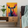 thumbnail image 5 of Qisvanset 12x16 Inch 2D Flat Framed Canvas Art, Alaskan Moose Day Glo Landscape Wildlife Canadian Nature Wall Art, 5 of 5