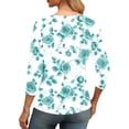 thumbnail image 5 of Pounoo Womens Summer Tops V Neck Retro Floral Print 3/4 Sleeve Tops for Women Casual Loose Tee Shirts Beach Vacation Outfits Gift, 5 of 6