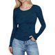 thumbnail image 2 of Xuyuer Long Sleeve Tops for Women Round Neck Floral Blouse Layering Fitted Going Out Top, 2 of 6