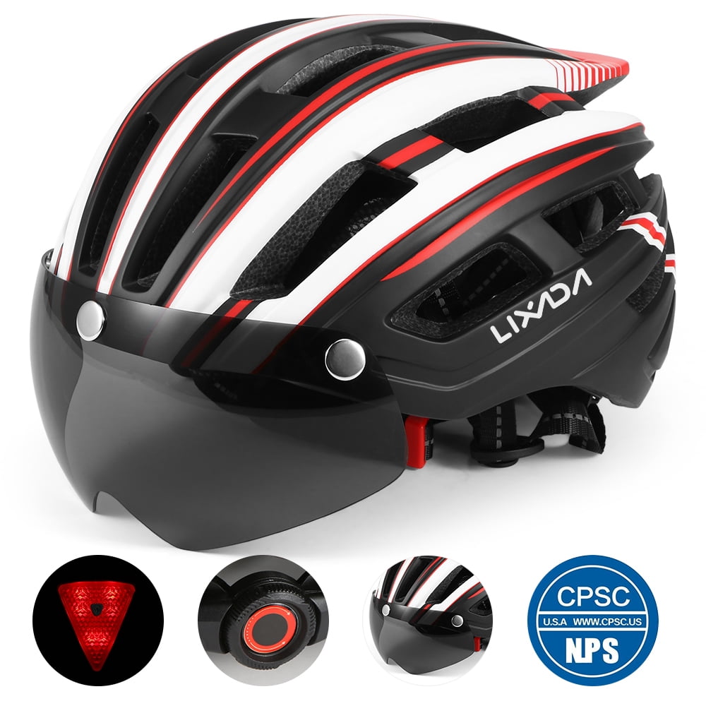 Road & Mountain Bike Helmet for Men Women Lightweight Bicycle Helmet with LED Rear Light VICTGOAL Bike Helmet Adult with Detachable Magnetic Goggle Visor 