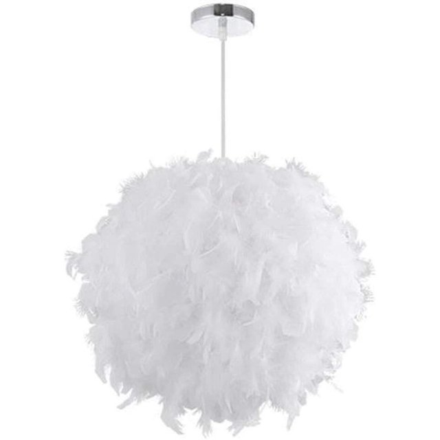 Lámpara de araña industrial antigua E27 Global Plume Pendant, luz de techo de estilo nórdico moderno con decoración de sombra de plumas para el hogar, sala de estar, comedor, Di. Afortunado Sencillez