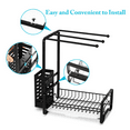 thumbnail image 4 of Bextsrack Kitchen Multifunctional Sink caddy Organizer , Sponge Holder with Towel Rail , Comes with Drain Pan - Durable metal, Black, 4 of 6
