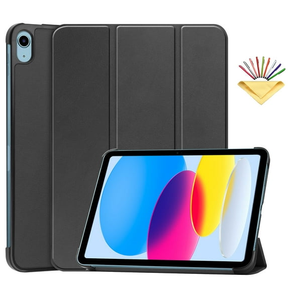 Tarise Case for iPad 10th Generation 10.9 inch 2022 Slim Thin Lightweight Stand Tri-fold Folio Smart Magnet Cover with Auto Wake/Sleep PU Leather Hard PC Back Shockproof Case for iPad 10th Gen, Black