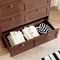 thumbnail image 6 of HLR 40" Mid-century 5 Drawer Dresser for Bedroom, Wooden Dressers & Chest of Drawers, Brown, 6 of 13
