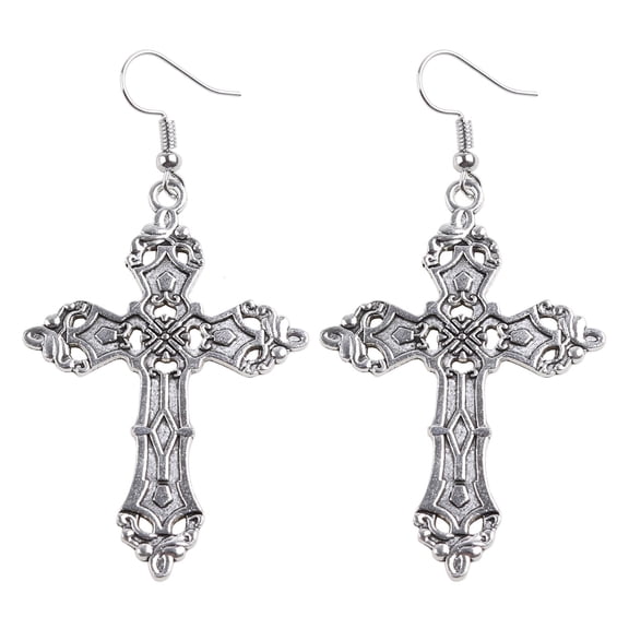 LICEWO Dangle Drop Earring European American Baroque Cross Ear Hooks Religious Christian Goth Punk Jewelry