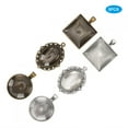 thumbnail image 3 of Base colgante de metal, 60 uds, Bandeja de base colgante ovalada redonda de metal, hoja de cúpulas de vidrio, joyería, accesorio de herramienta de bricolaje base colgante de Spptty no, 3 of 7