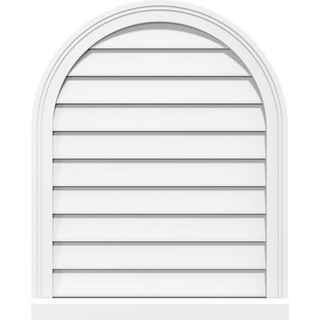 

16 W x 36 H Round Top Surface Mount PVC Gable Vent: Functional w/ 2 W x 2 P Brickmould Sill Frame