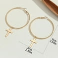 thumbnail image 2 of 14K Yellow Gold Cross Big Circle Hoop Earrings Set Simple Style For Women Party Jewelry Gift, 2 of 5