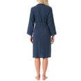 thumbnail image 3 of INSPIRE CHIC Womens 100% Cotton Robe Long Sleeve V-Neck Loungewear Soft Lightweight Spa Long Bathrobe with Pockets S Navy, 3 of 5
