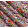thumbnail image 3 of Soimoi Gray Cotton Cambric Fabric Leaves,Floral & Leopard Jungle Decor Fabric Printed BTY 42 Inch Wide, 3 of 7