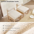 thumbnail image 4 of ONEVOG 26.8" Counter Height Bar Stools Set of 2, Modern Farmhouse Solid Wood Barstools with Linen Upholstered Curved Backrest & Cushion, Kitchen Island Chairs, Beige, 4 of 12