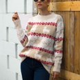 thumbnail image 2 of Chandail de Noël pour Femme Imprimé Cardigan Chaud Duveteux Décontracté Tricot Col Rond Blouse Torsadée Chandail Mode Mi-Long Fermeture Manteau, 2 of 7