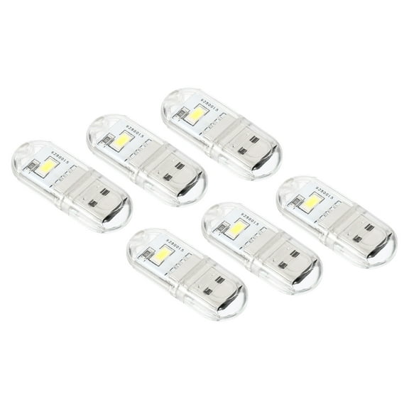 Uxcell Portable USB Plugin 2 Beads LED Night Light Lamp Stick, White 6 Pack