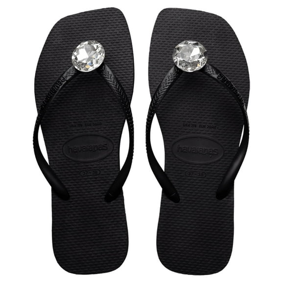 Havaianas for Women - Slim Square Centenary Diamond Flip Flops - Black - 6