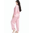 thumbnail image 5 of LONXU Women's Satin Pajamas Long Sleeve With Long Pajama Pant Set Silk Soft Lounge Sets Button Down sleepwear 2 Piece Pjs Set Nightwear Set XS-XXXL, 5 of 7