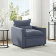 thumbnail image 3 of Sleeper Sofa Chair Bed, 3-IN-1 Convertible Single Sofa Chair with 2 Cup Holders, Adjustable Pullout Sofa Bed with Modern Velvet Fabric for Living Room Office Studio Apartment Small Space, Grey, 3 of 10