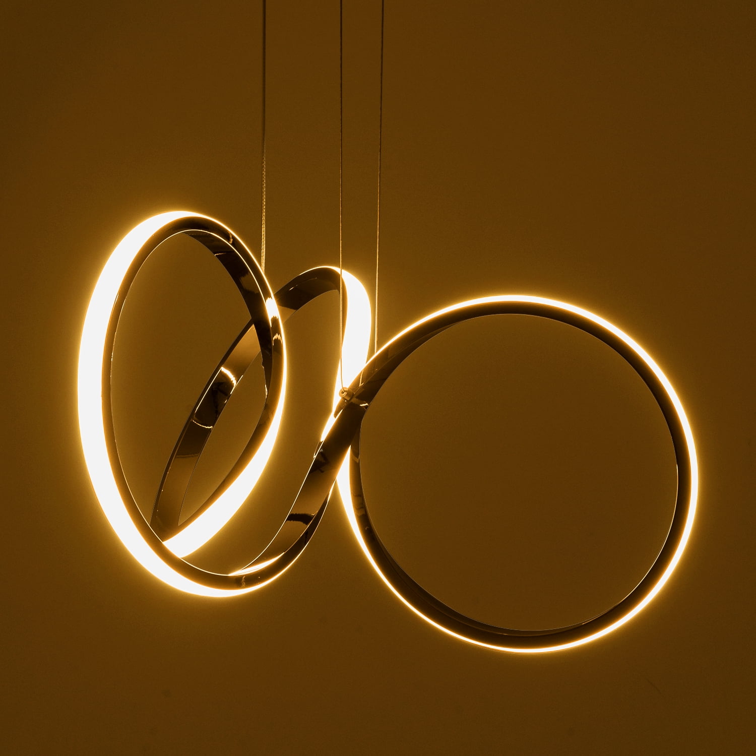 Modern LED Chandeliers, 3000K Dimmable Curved Irregular Ring Ceiling Light, Circular Pendant Light Fixture, Contemporary Hanging Lamp for Dining Room, Living Room, Bedroom, Kitchen Island and Entryway