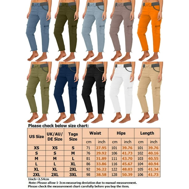 MAWCLOS Women Bottoms Drawstring Cargo Pant Solid Color Pants Boho Daily  Wear High Waist Trousers Dark Brown XL 