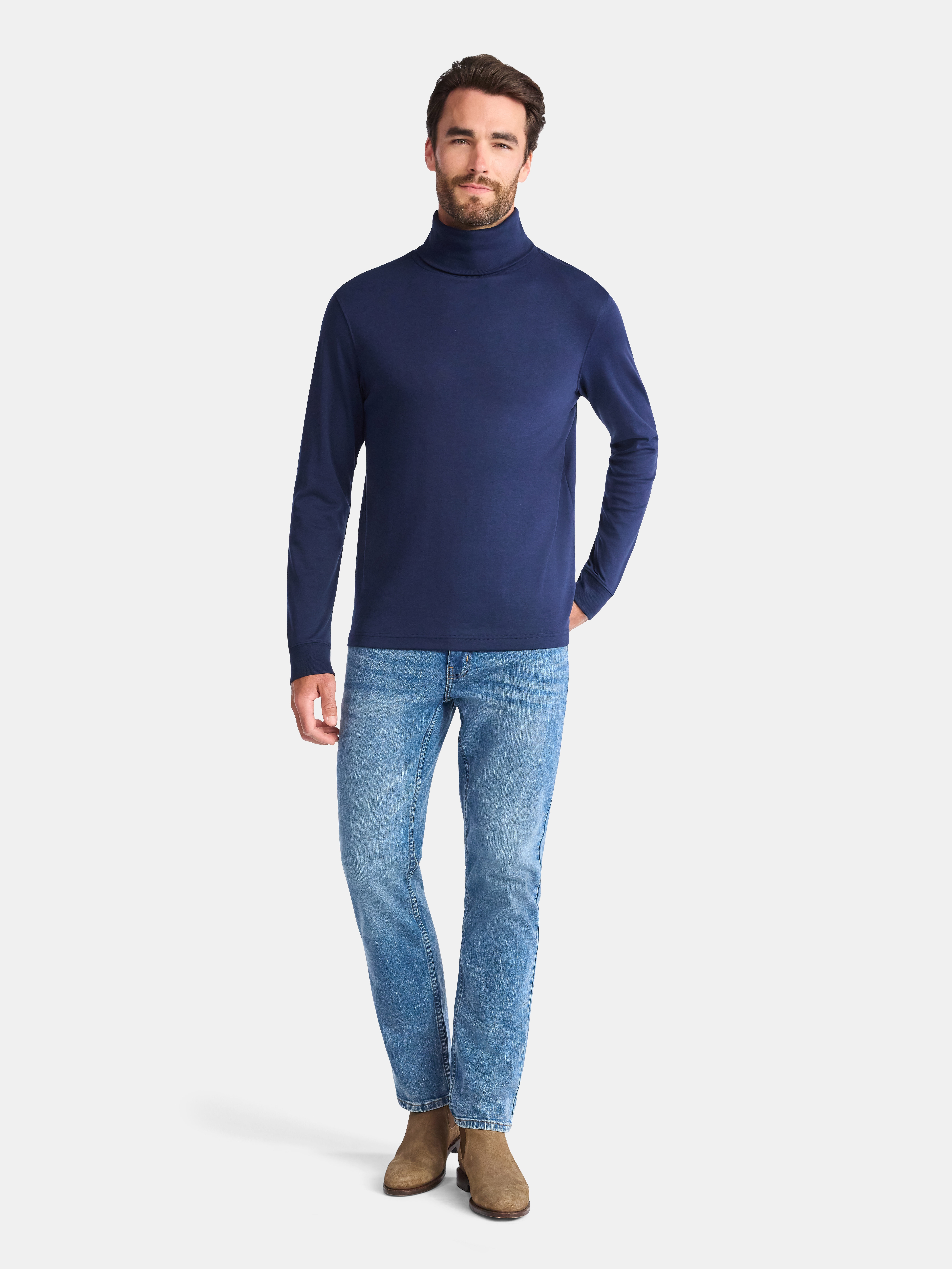 George Men's Turtleneck Pullover with Long Sleeves, Sizes S-3XL