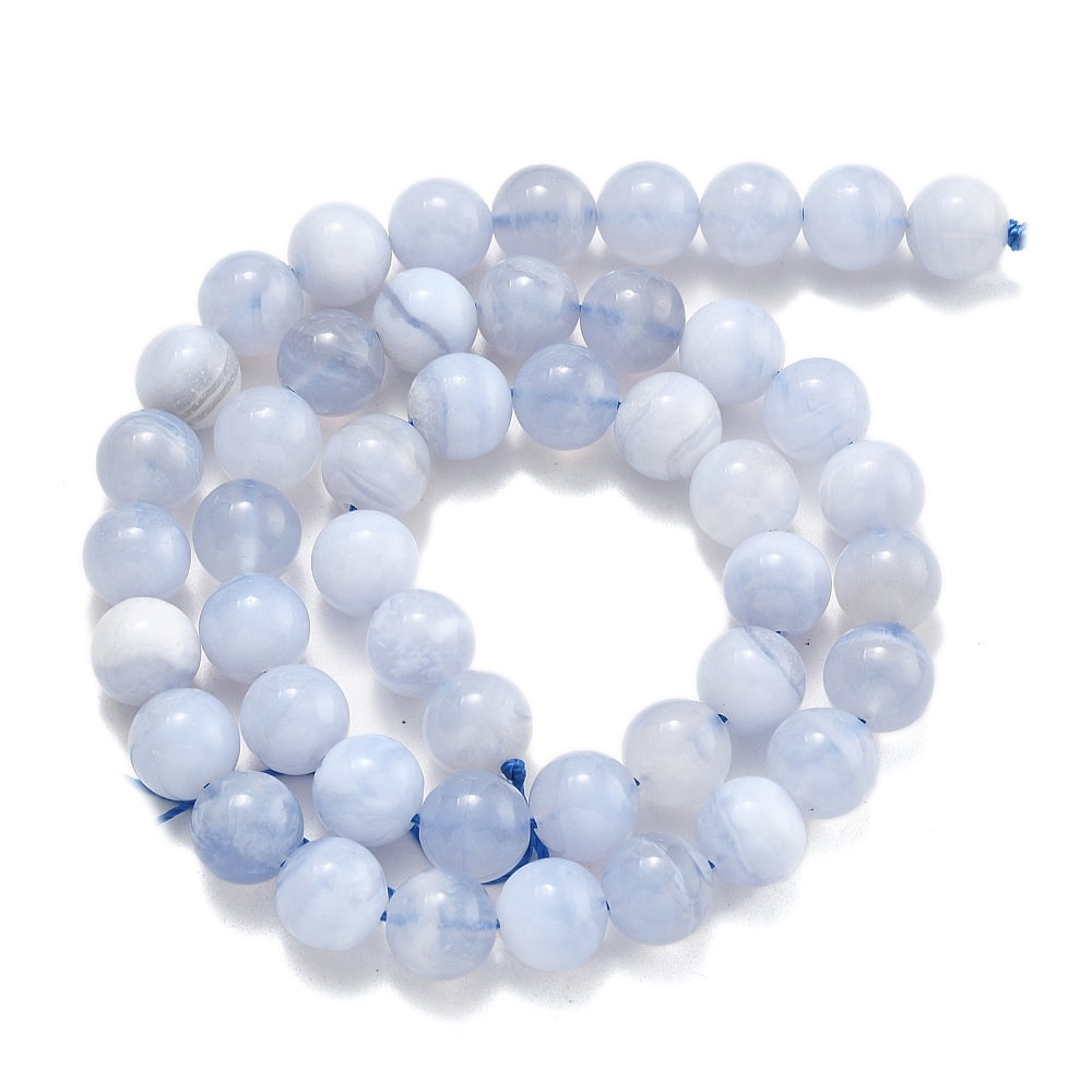 1 strand Natural Blue Lace Agate Beads Strands Round 8mm Hole: 1mm 49pcs/strand 15.3 inch