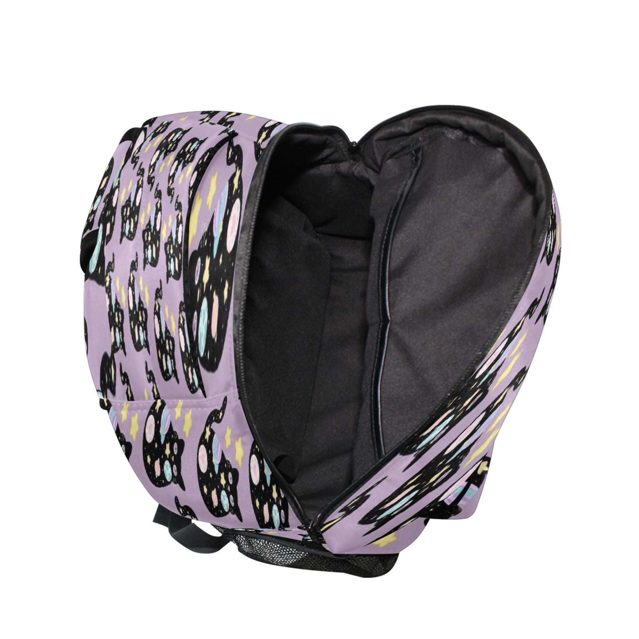 DIXRUYEE Backpack Schoolbag Cats with Spots on Purple Pattern 15L/18L 2-SIZE