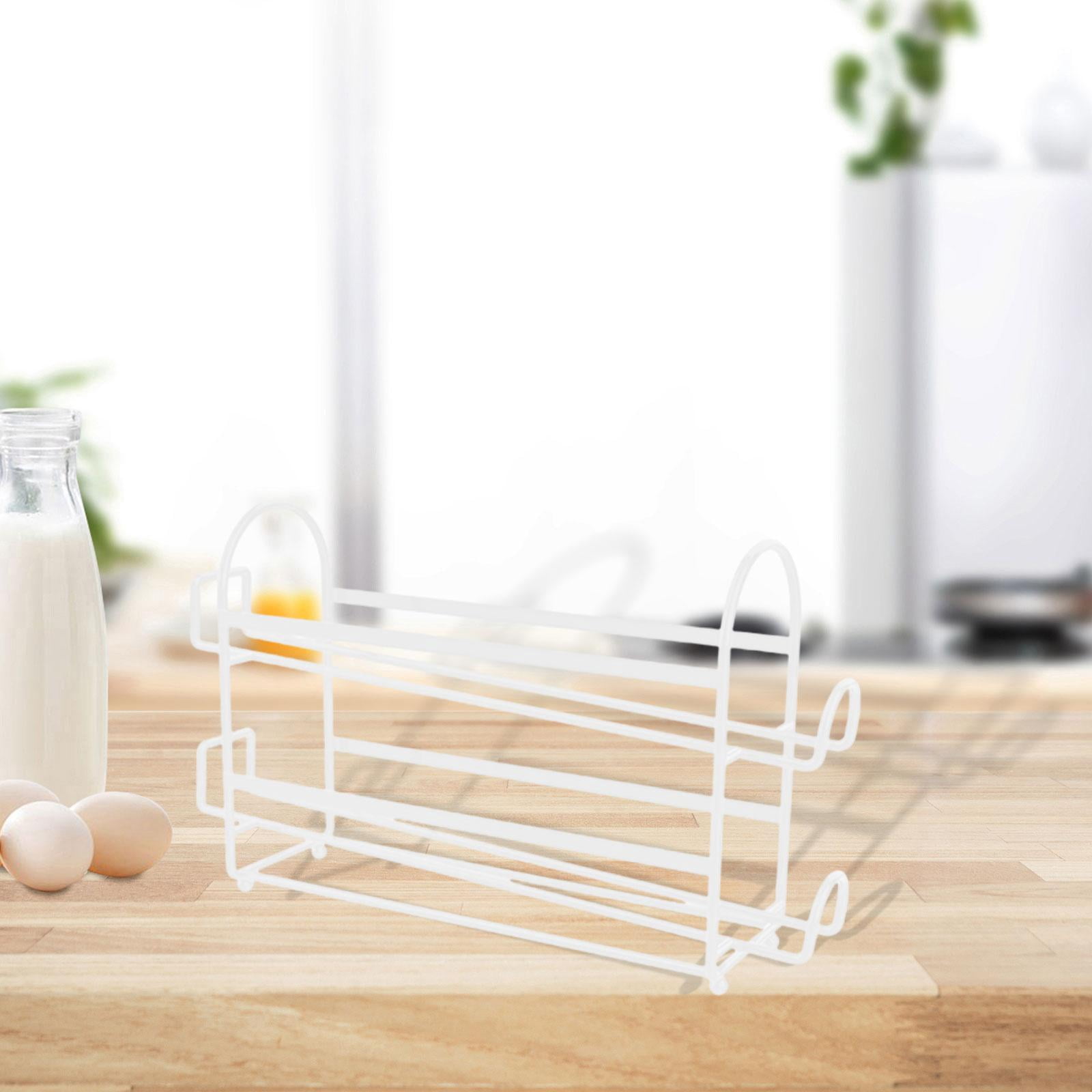 CarpNettore Refrigerator Egg Holder Storage Space Saving Automatically Rolling Fridge Egg Container for Cabinet Kitchen Housewarming Gift white 2 layer